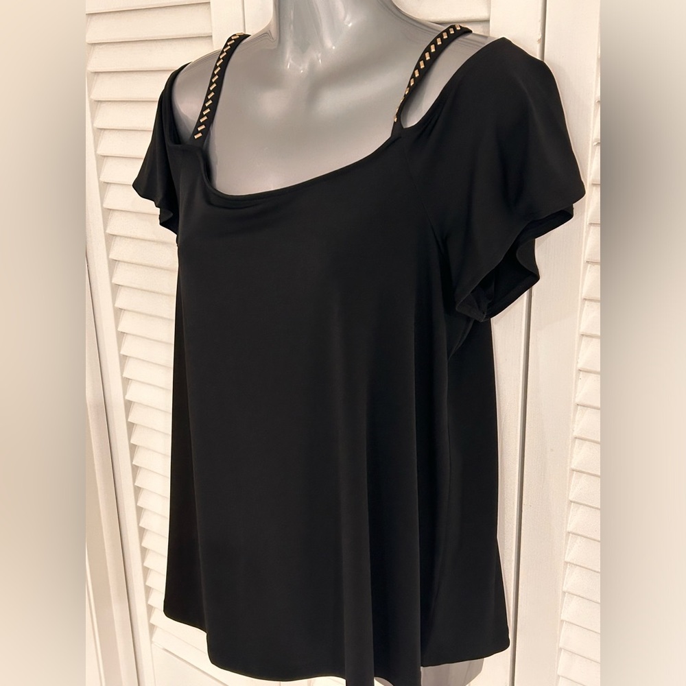 Michael Michael Kors cold shoulder top with studded straps- petite Large UEC - Picture 3 of 5